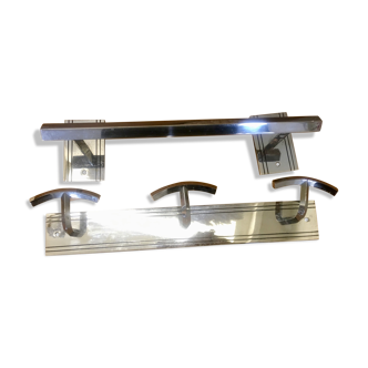 Vintage 1950 chrome metal coat rack and coat hook