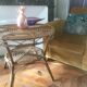 Vintage rattan round coffee table 1960