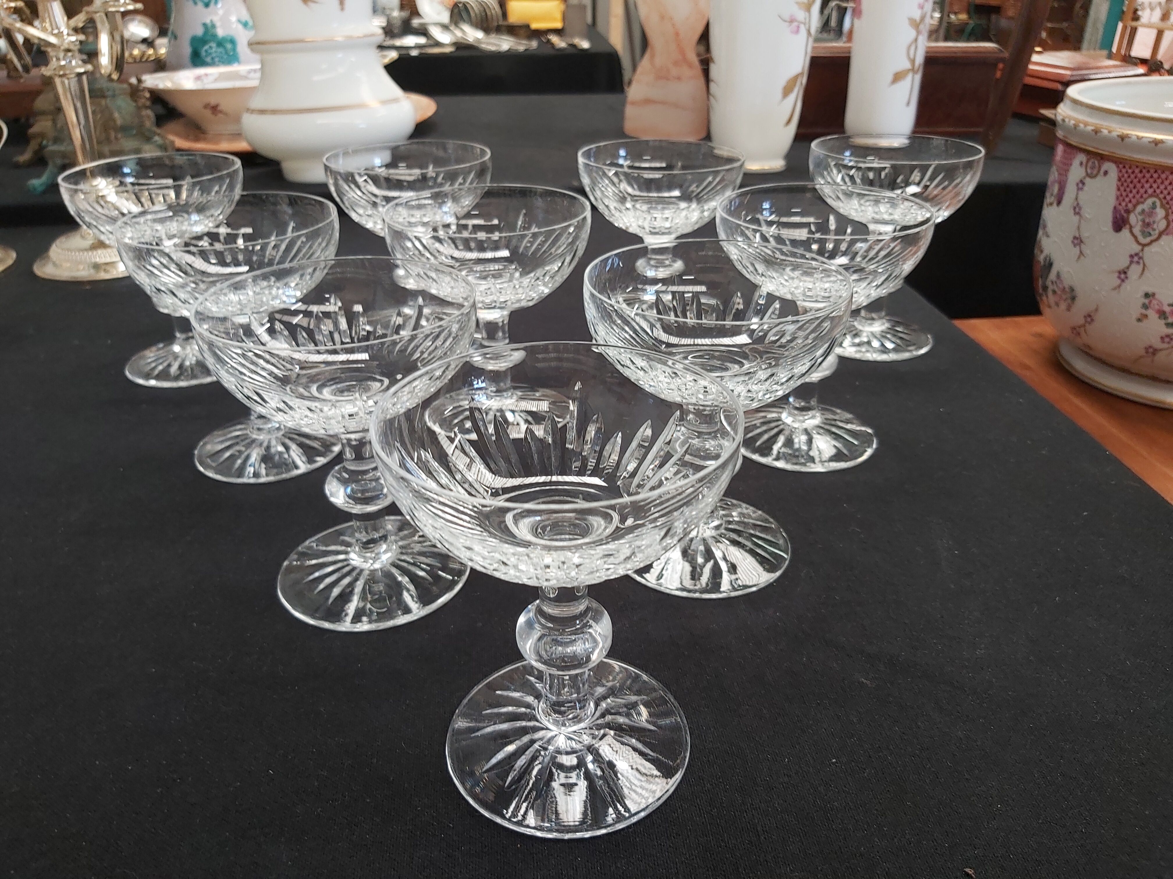 10 crystal Champagne glasses