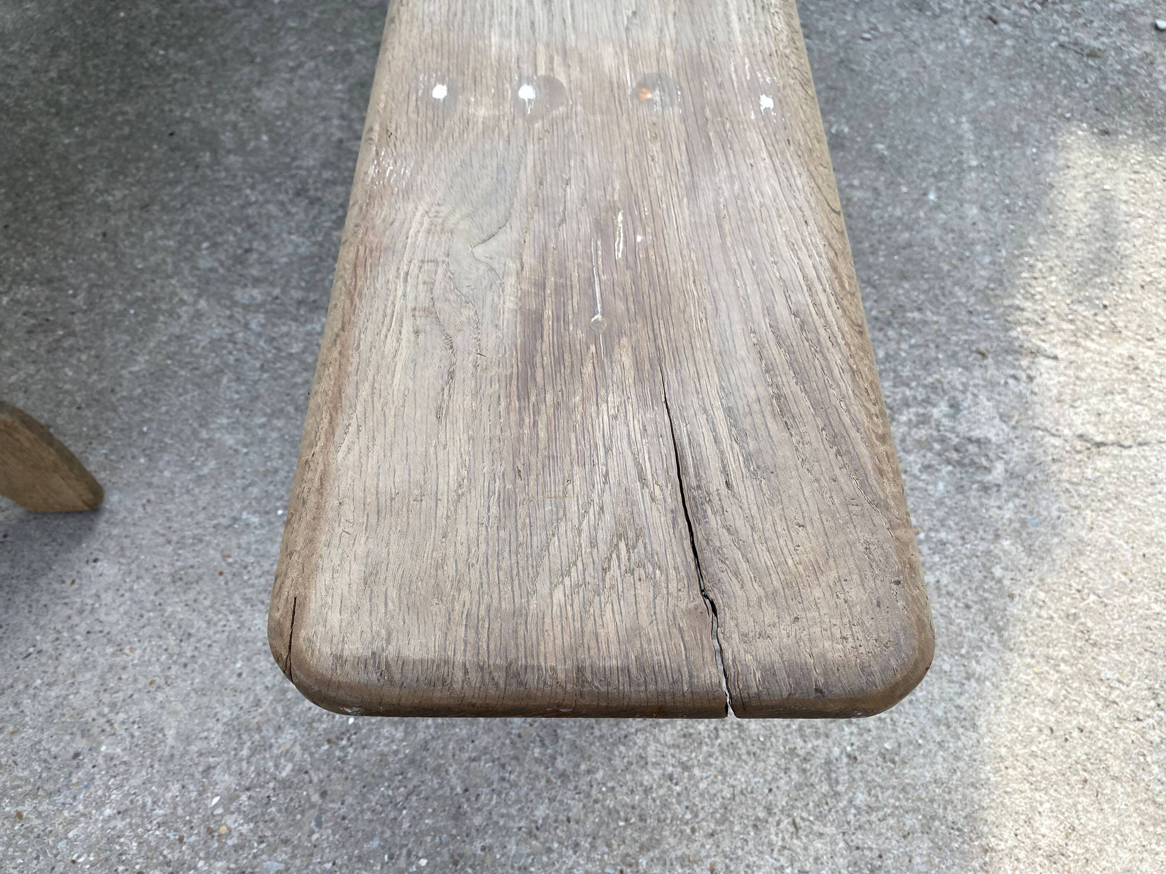 Pair of solid oak wood farmhouse benches 250cm rustic 1900