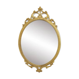 Miroir Médaillon Ovale en Laiton, Italie, 1950s