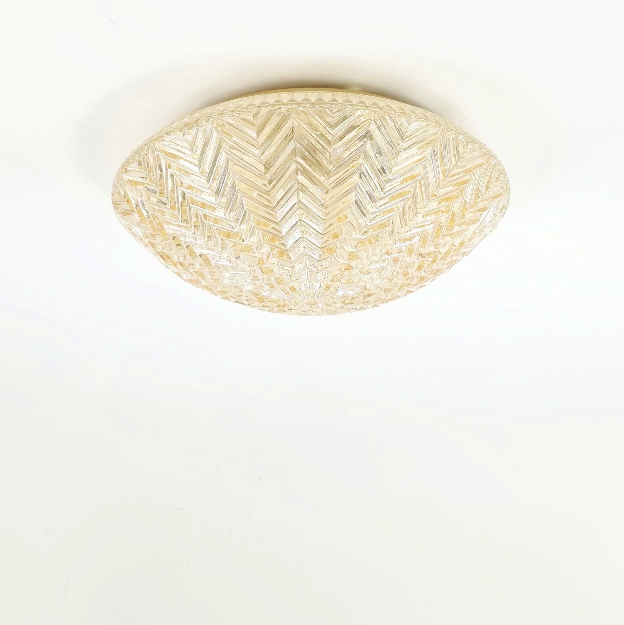 Mid Century Geometric Amber Glass Ceiling Light from Limburg, Germany, 70s