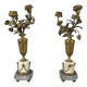 Pair of candelabra vases with flowers in marble and bronze, 19th century.