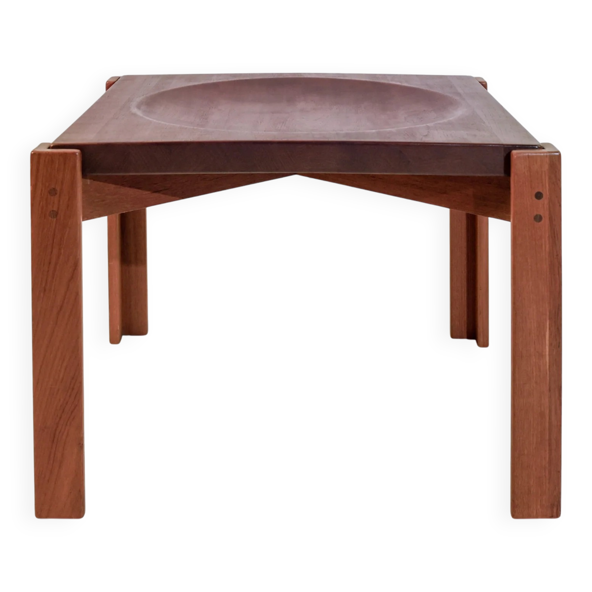 Vintage coffee table with a teak top by Jens Quistgaard, concave top, Denmark, 1960s.