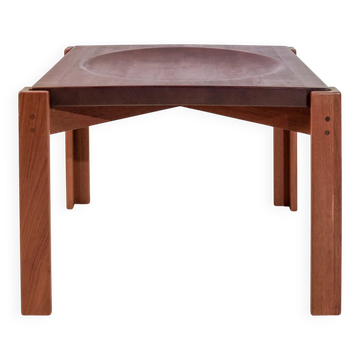 Vintage coffee table with a teak top by Jens Quistgaard, concave top, Denmark, 1960s.