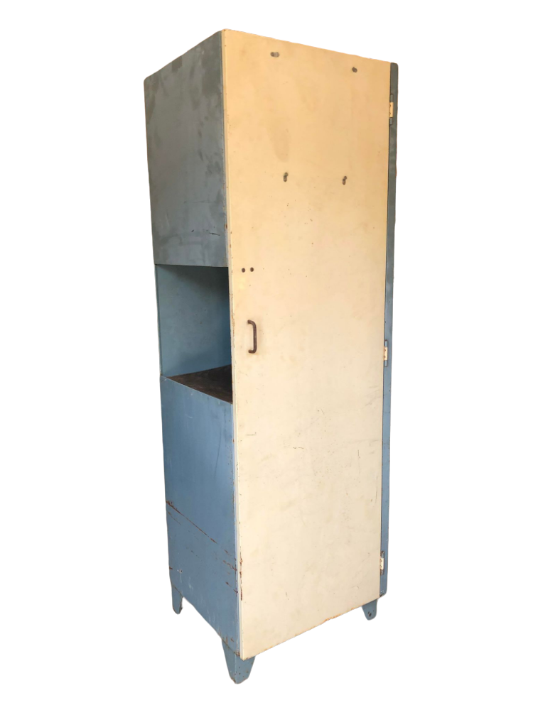 Old metal cabinet 4 shelves and hospital cloakroom