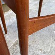 Set of 4 Scandinavian chairs by Johannes Andersen, Vamo Sonderborg, teak and imitation leather, 1960
