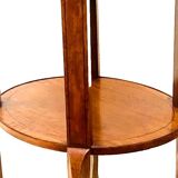 Oval pedestal table in veneer wood and black wood net 20th century