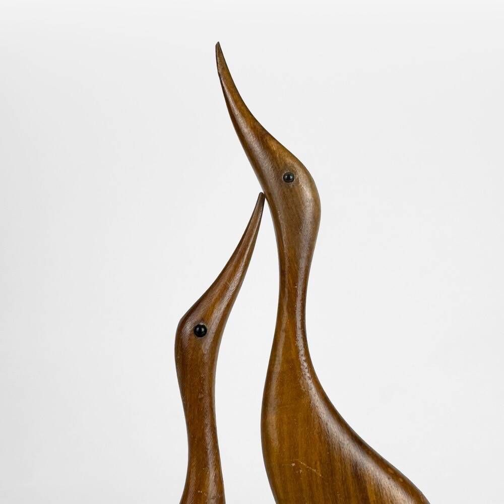 Sculpture of a couple of ibises in teak from the 60s