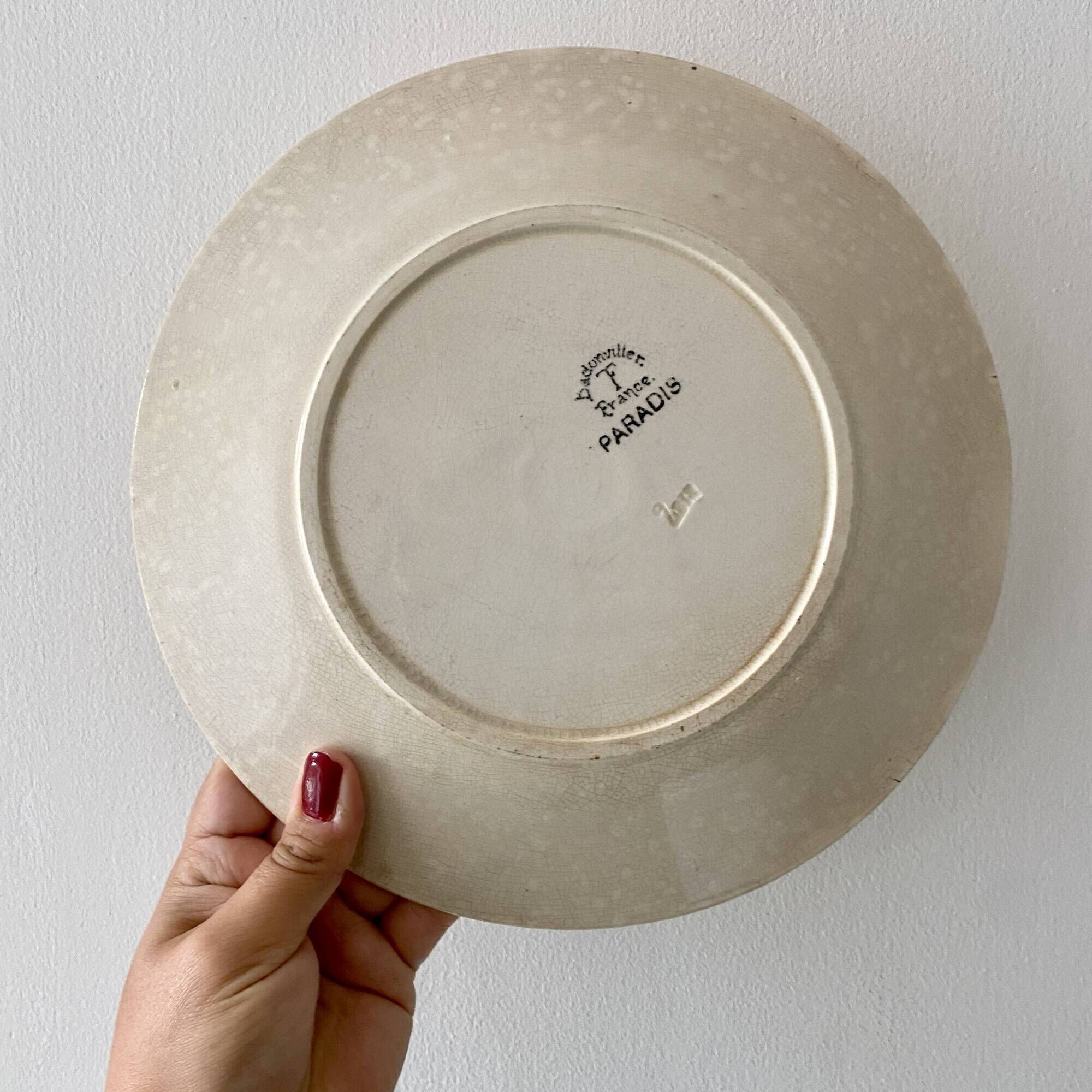 Set of 6 vintage flat plates in iron earth, Paradis de Badonvillier models