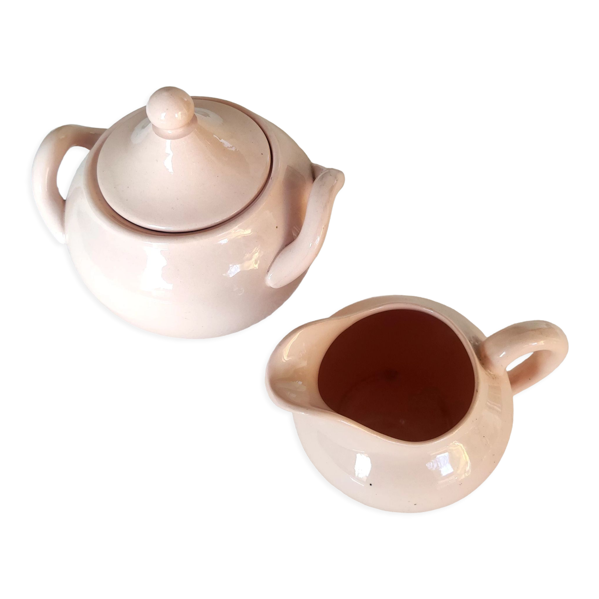 Sweeten and creamer Digoin Sarreguemines powder pink