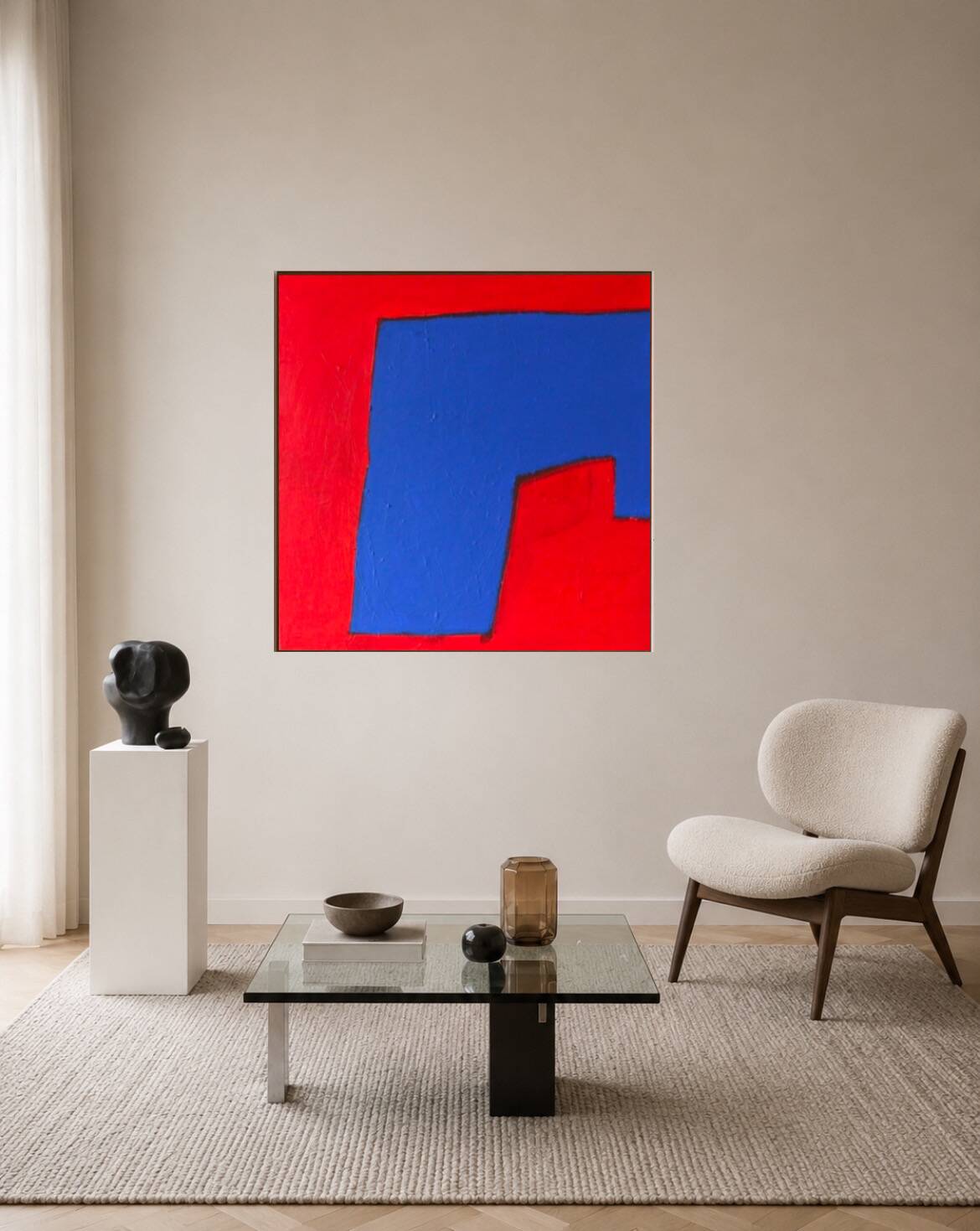 Minimalist abstract "blue shape" signed