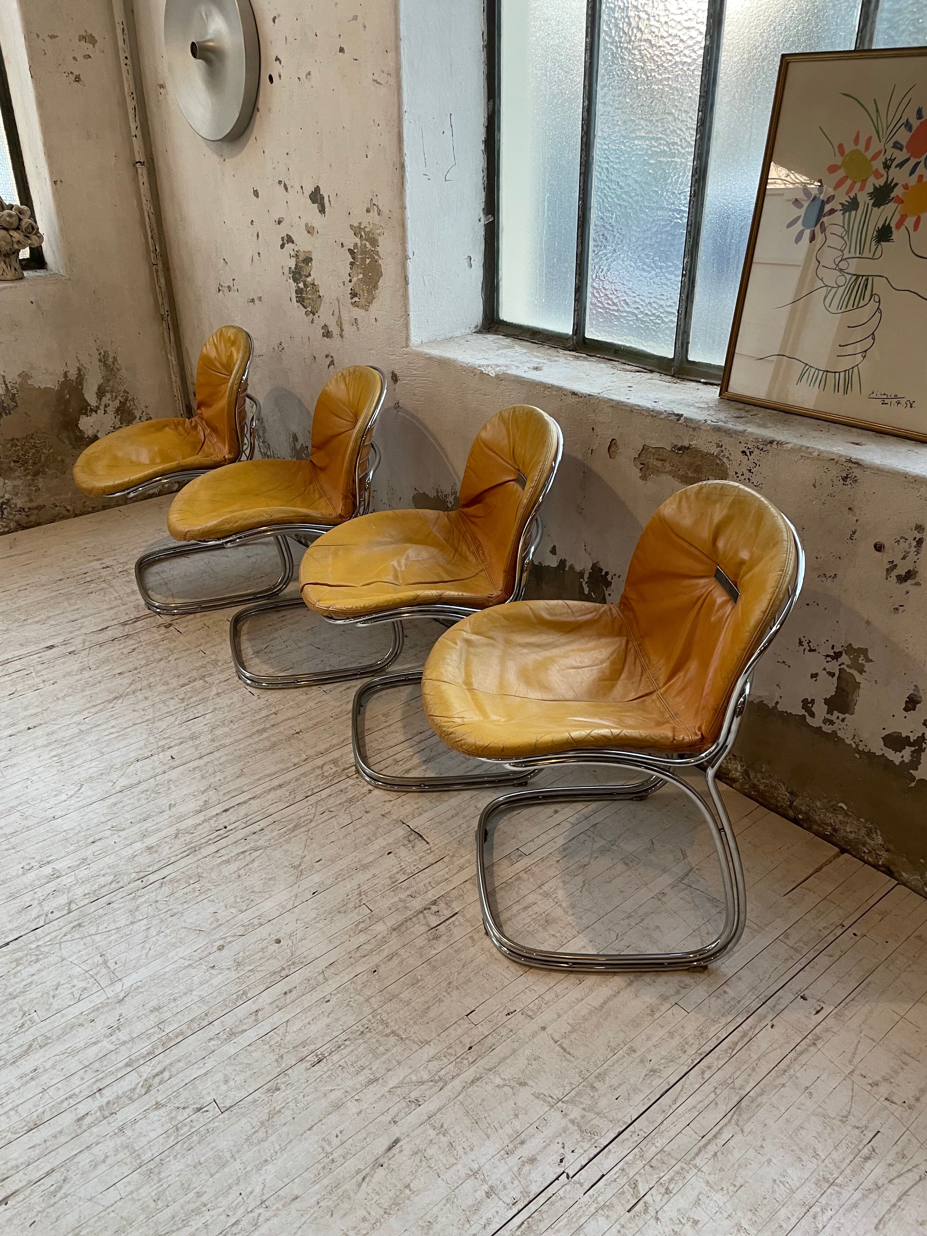 4 chairs Rinaldi "Sabrina" yellow leather