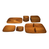 Exotic wood plate and bowl tray set