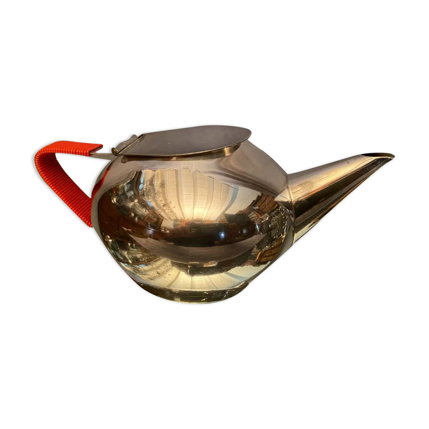 Silver metal teapot WMF vintage design 1960