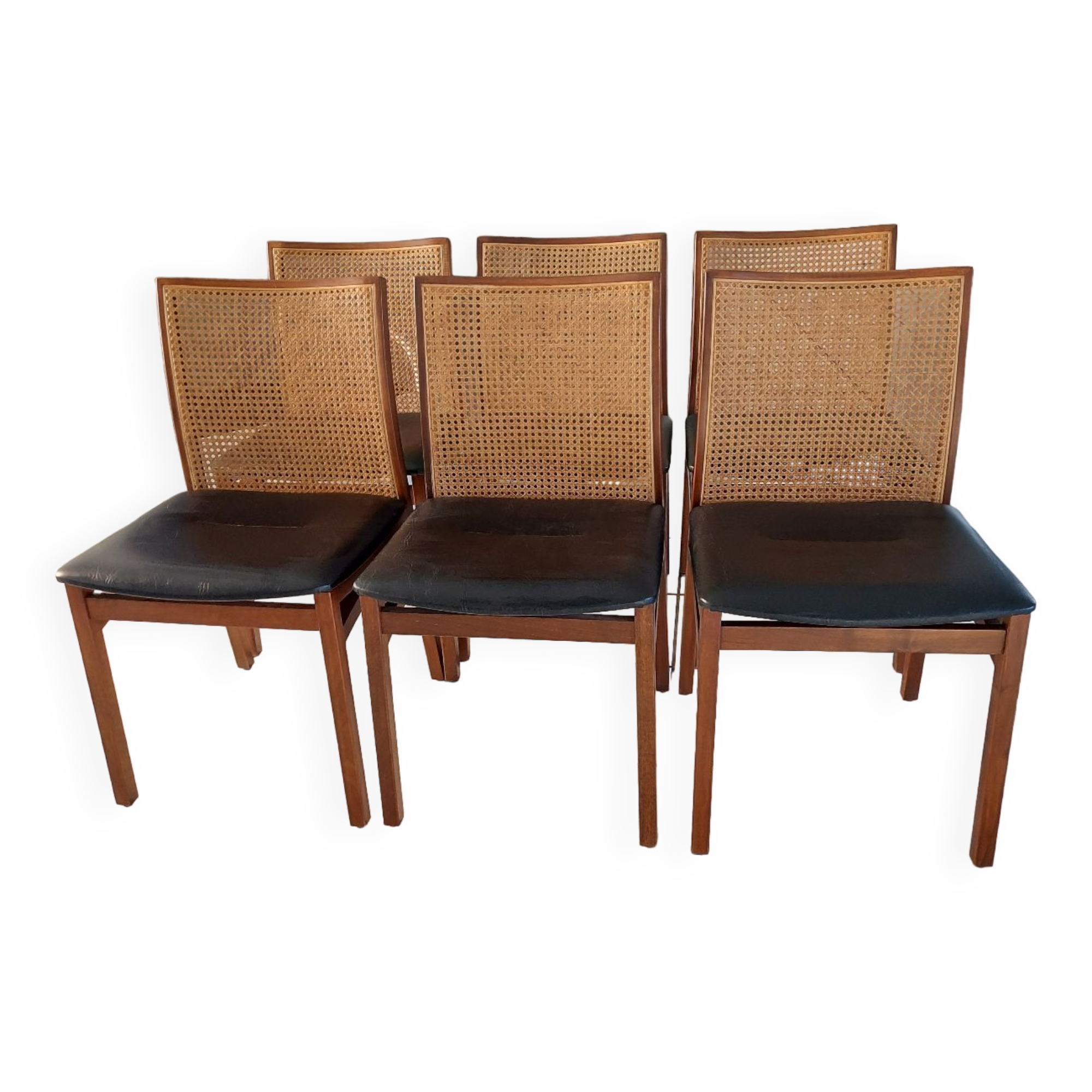 Suite of 6 vintage Scandinavian teak chairs 1970