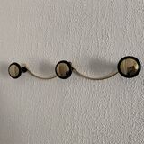 Vintage 1960s coat rack, gold and black, 3 hooks, new condition - 45 x 7 cm