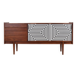 Enfilade Op-Art Mid-Century en Noyer Peint à la Main de Bytomskie Fabryki Mebli, 1960s.