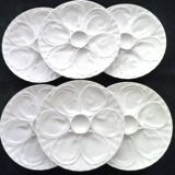 6 Pillivuyt white porcelain oyster plates