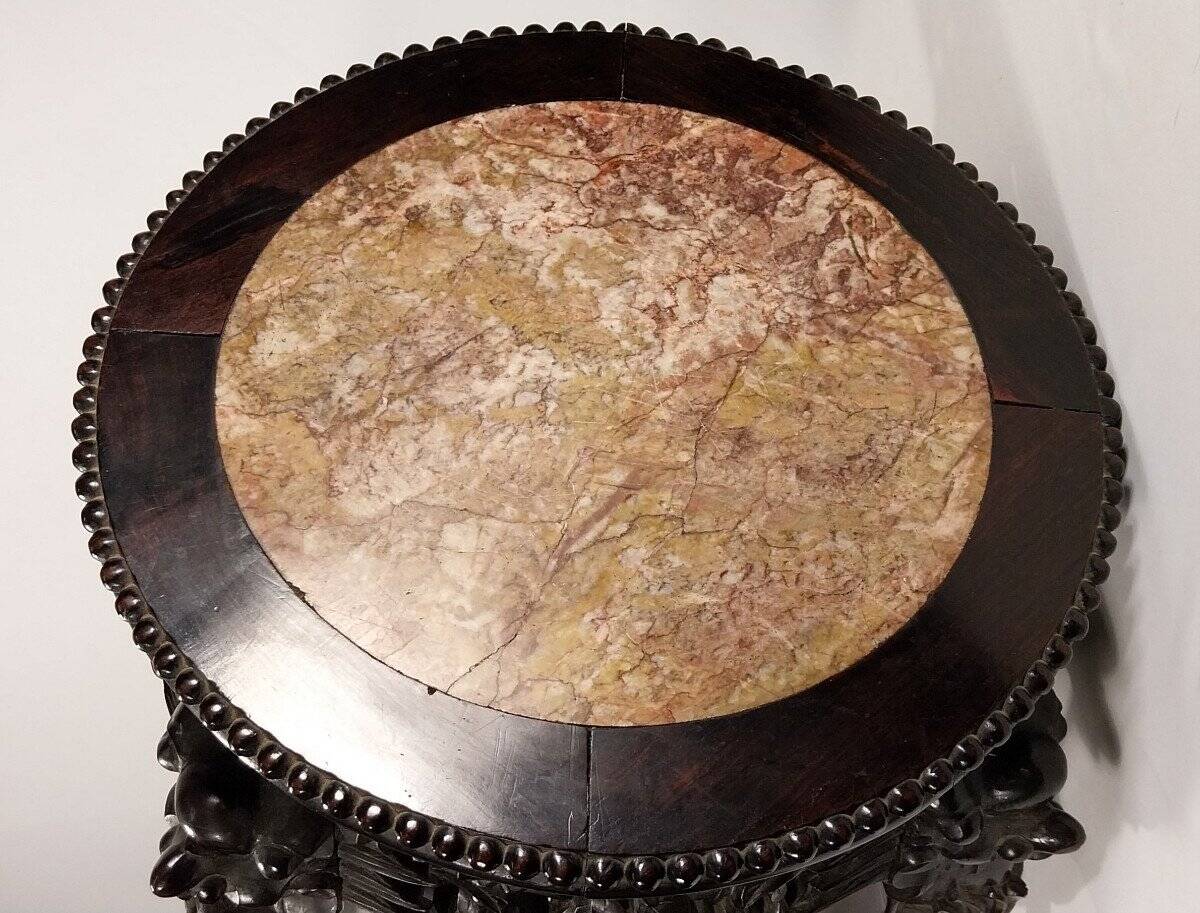 China, 19th century ironwood and marble pedestal coffee table