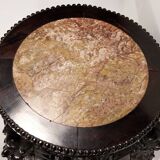 China, 19th century ironwood and marble pedestal coffee table
