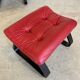 Vintage danish retro reclining lounge chair & stool in red leather by komfo