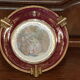 Antique ashtray in Limoges art porcelain and bronze frame