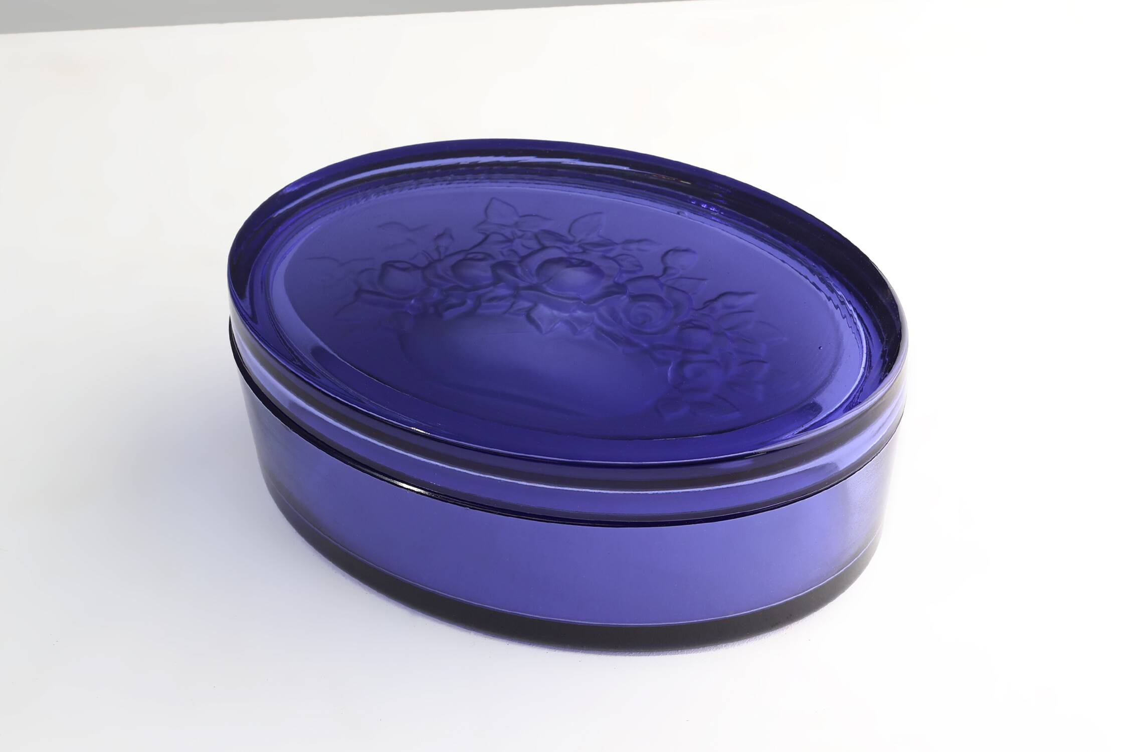 Blue glass Val-Saint-Lambert Vide-Poche, Belgium ca. 1900