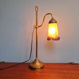 Art Deco brass and glass desk lamp signed "Frères Muller", 1920s