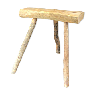 Brutalist wooden milking stool