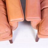 Leather and rosewood chairs and Ottoman by Werner Langenfled Denmark 1960s