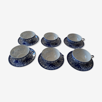 Set de 6 tasses à thé en porcelaine fine du Japon vintage