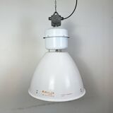 Large White Enamel Industrial Factory Lamp from Elektrosvit, 1990s