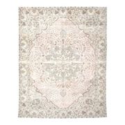 1970s Vintage Persian Handmade Wool Cotton Beige Area Rug 287x367