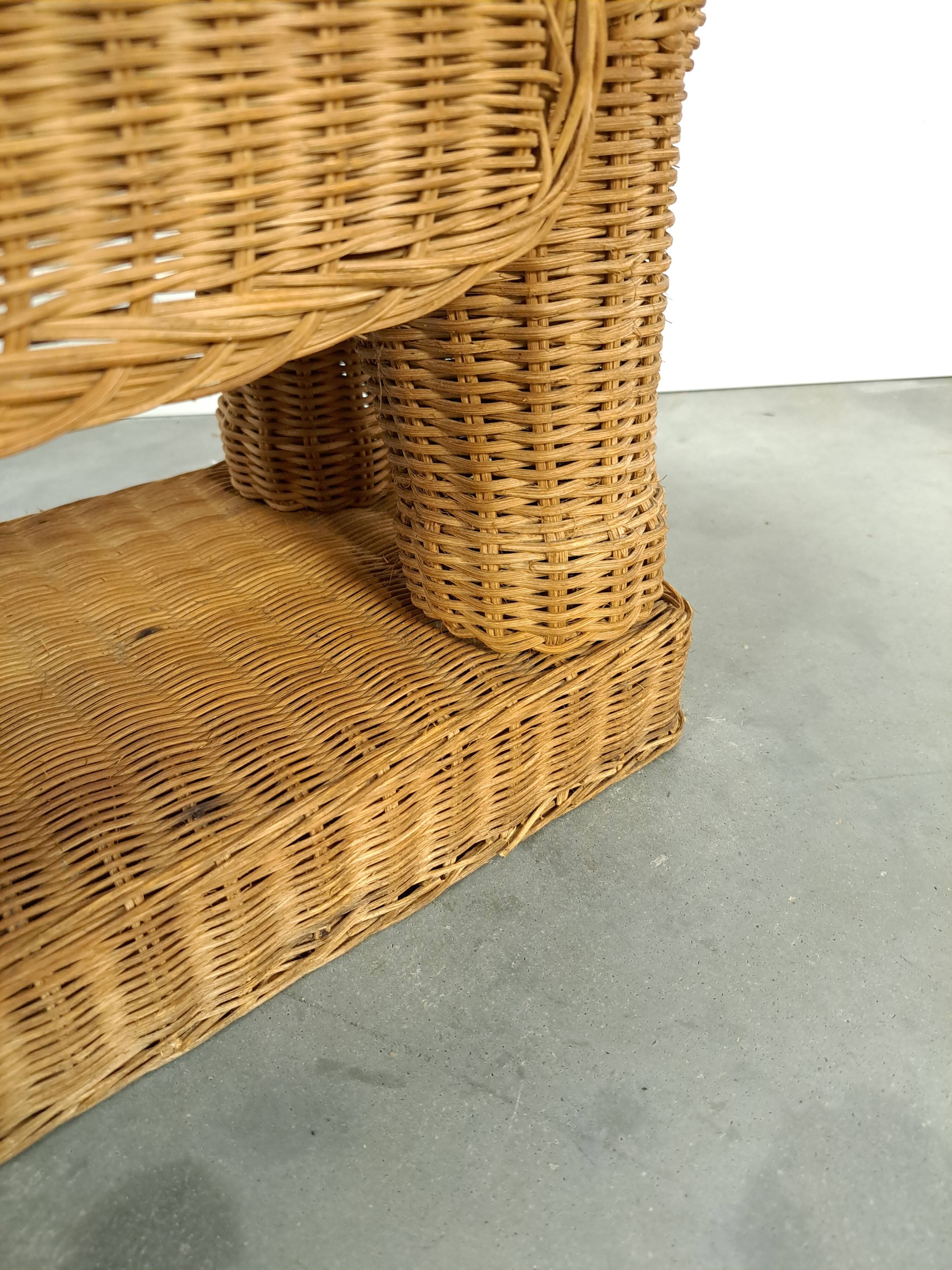 Rattan elephant table vintage side table