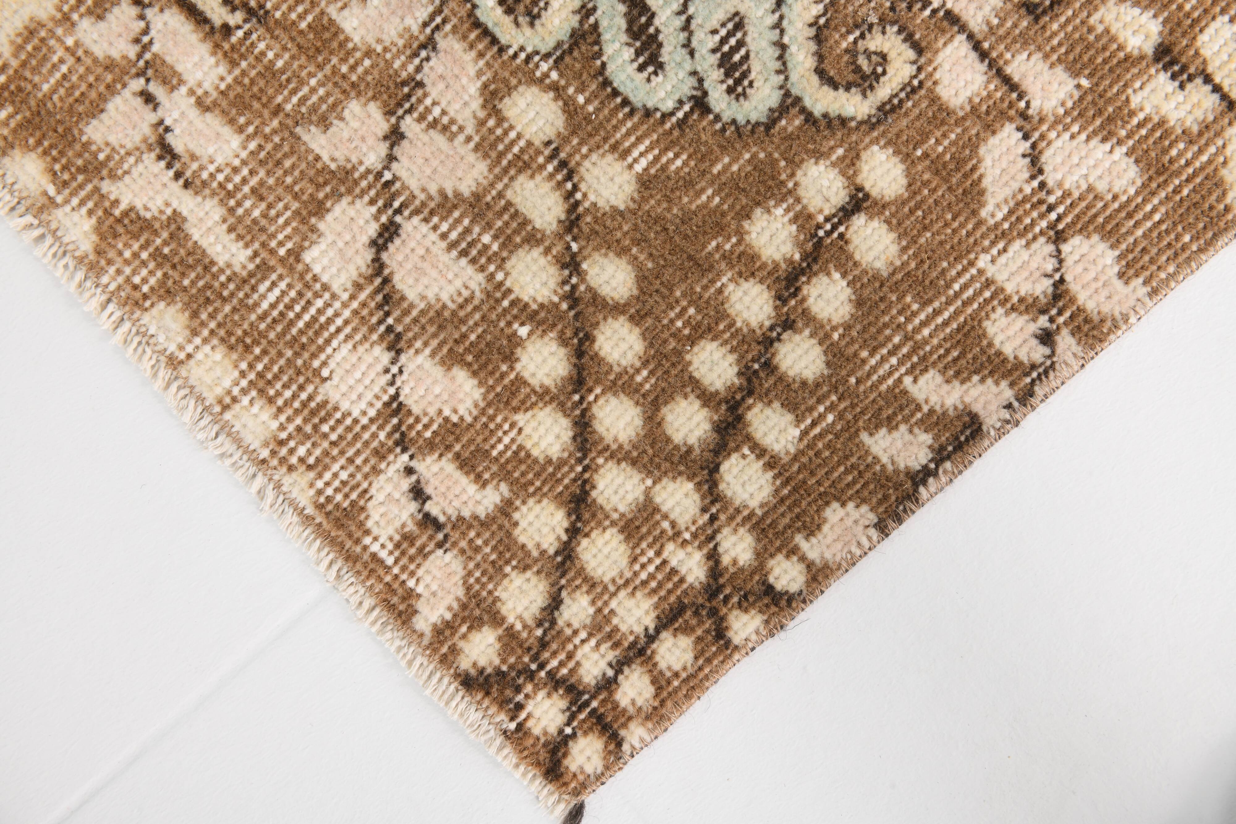 6x9 Cream & Brown Oriental Vintage Rug, 175x290Cm