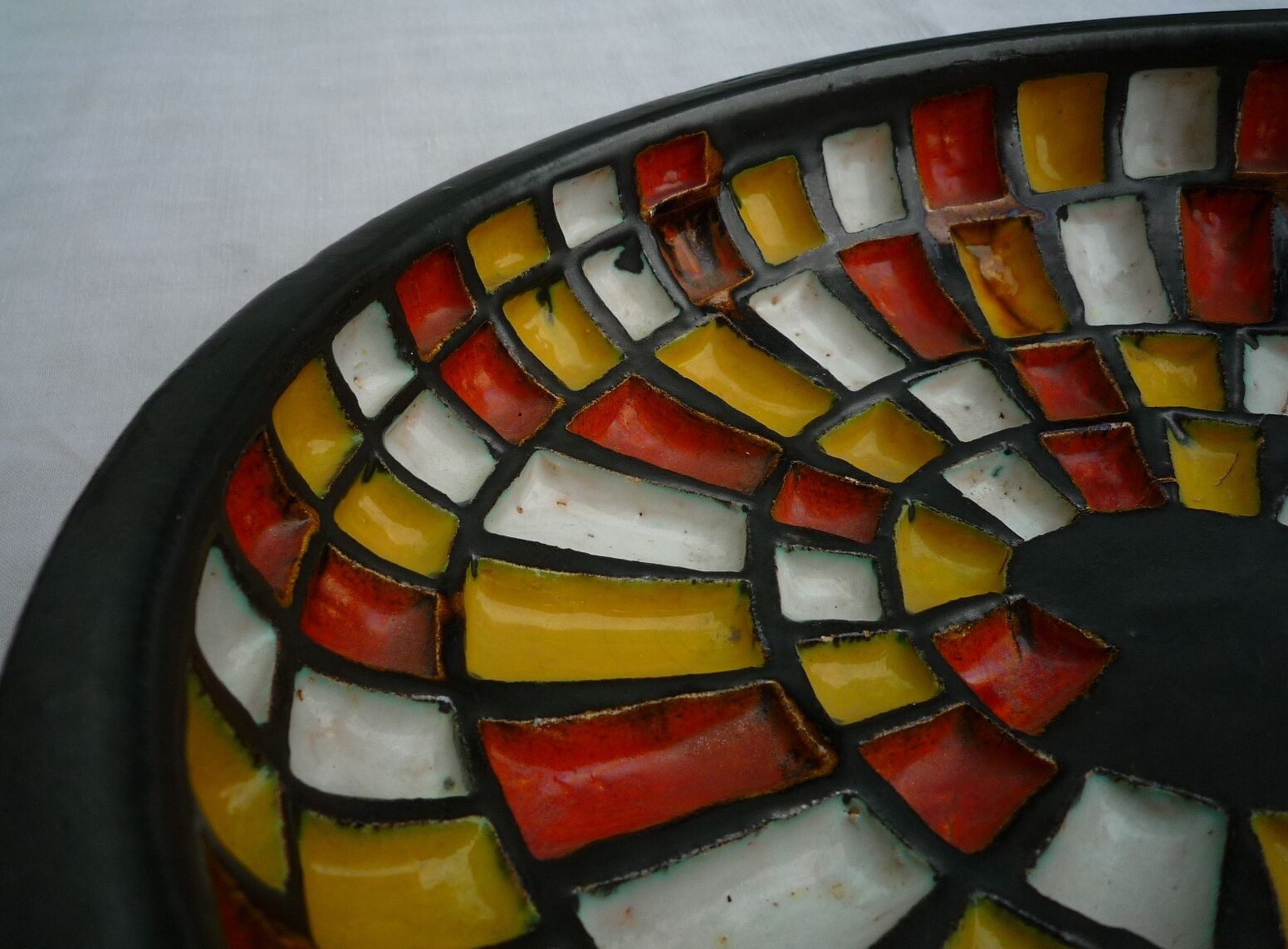 Multicolor dish, original ceramics signed Jean Garillon, years 50