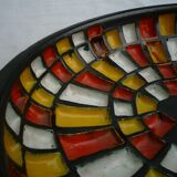 Multicolor dish, original ceramics signed Jean Garillon, years 50