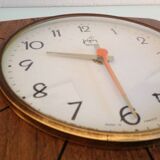 Brown formica clock by Japy 60s-70s
