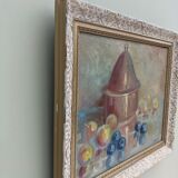 Huile sur toile suédoise vintage du milieu du siècle