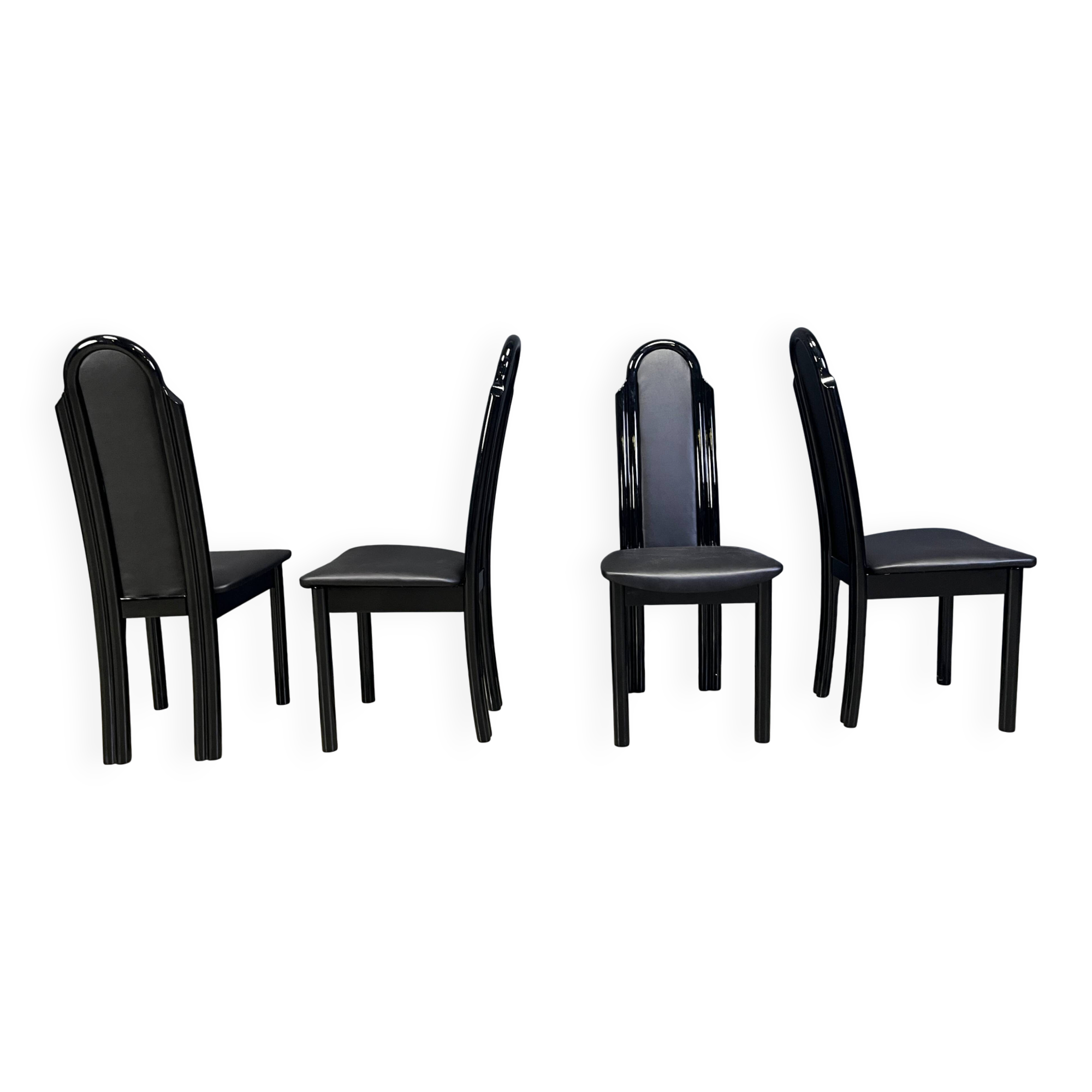 Postmodern lacquered wood Italian dining chairs, 1980s