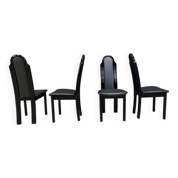 Postmodern lacquered wood Italian dining chairs, 1980s