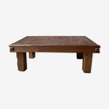 Brutalist solid oak coffee table