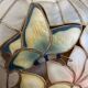 Pendant light, chandelier in mother-of-pearl and brass
