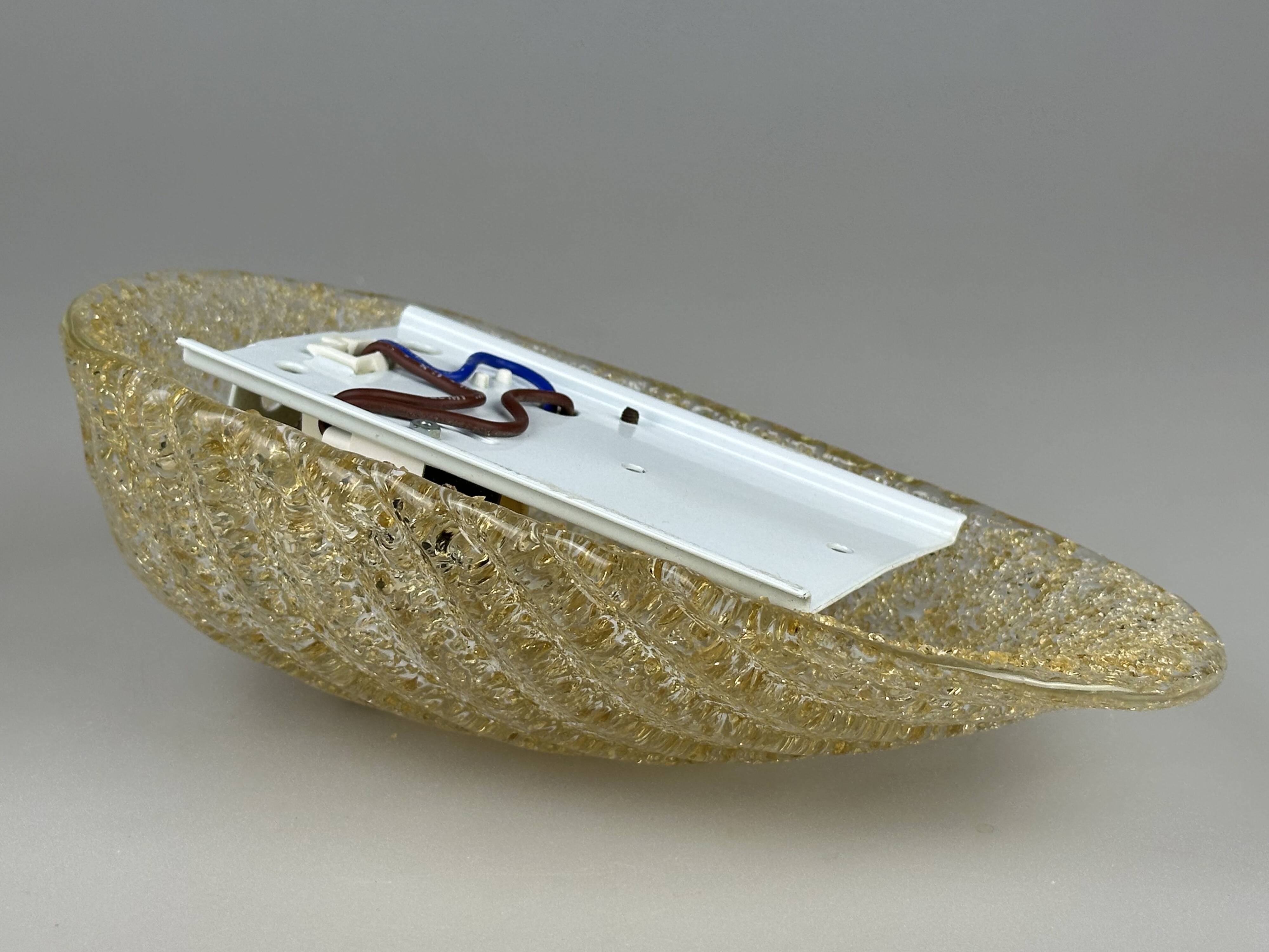 1960s/70s Lamp/Wall Light, Glass, Brass, Leaf, Space Age Design