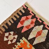 4x8 Multicolor Geometric Style Kilim Rug, 129x255 Antique Decor