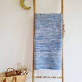 Plaid marocain artisanat rayures blanches et bleues