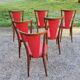Set of 6 chairs from the 60s in red moleskine