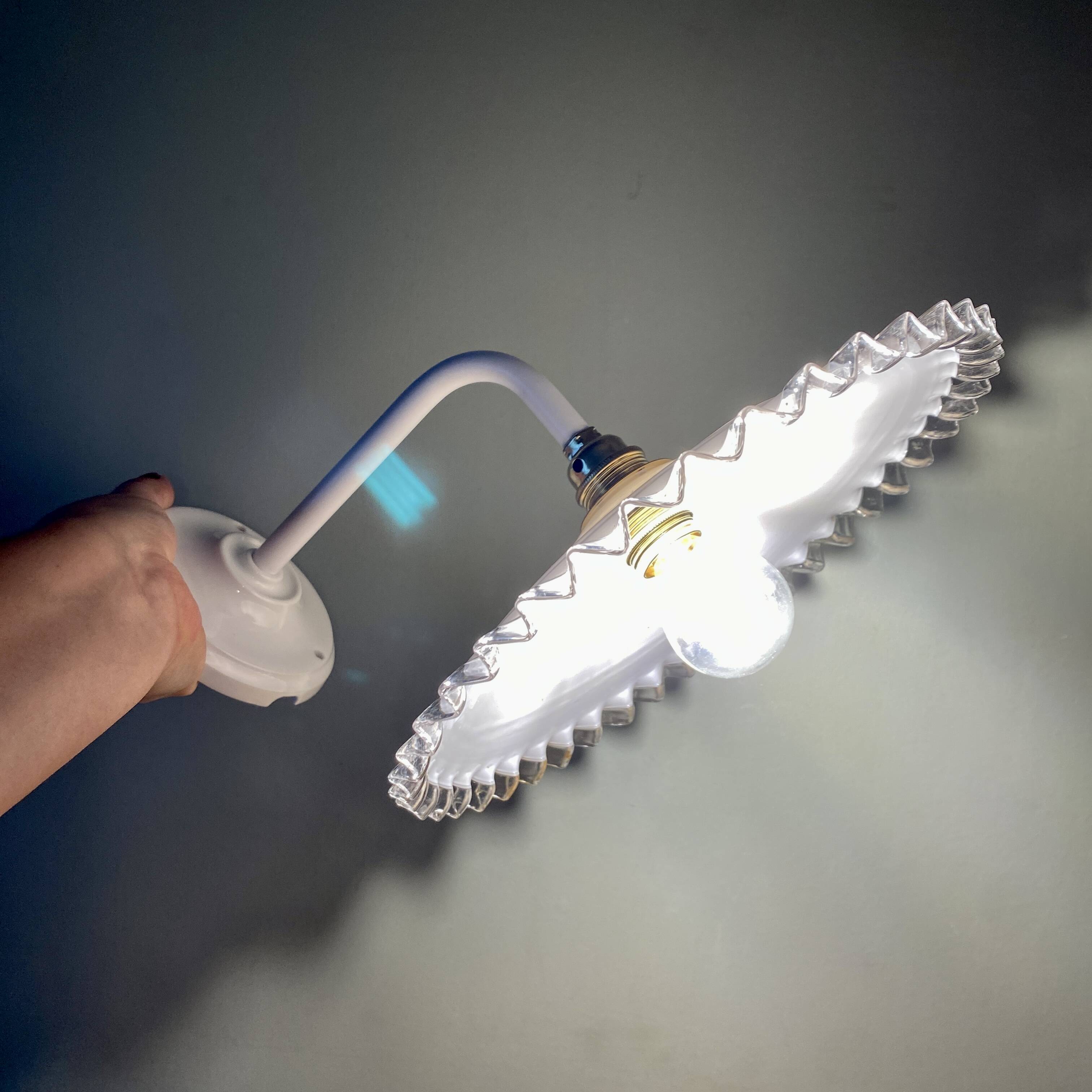 Vintage lampshade wall light in white opaline