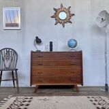 Vintage chest of drawers compass feet 1960 teak
